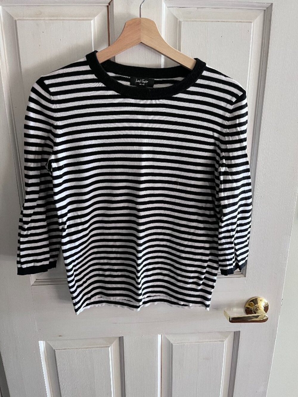 Lord and Taylor Petite Cotton Striped Short Sleeve Sweater